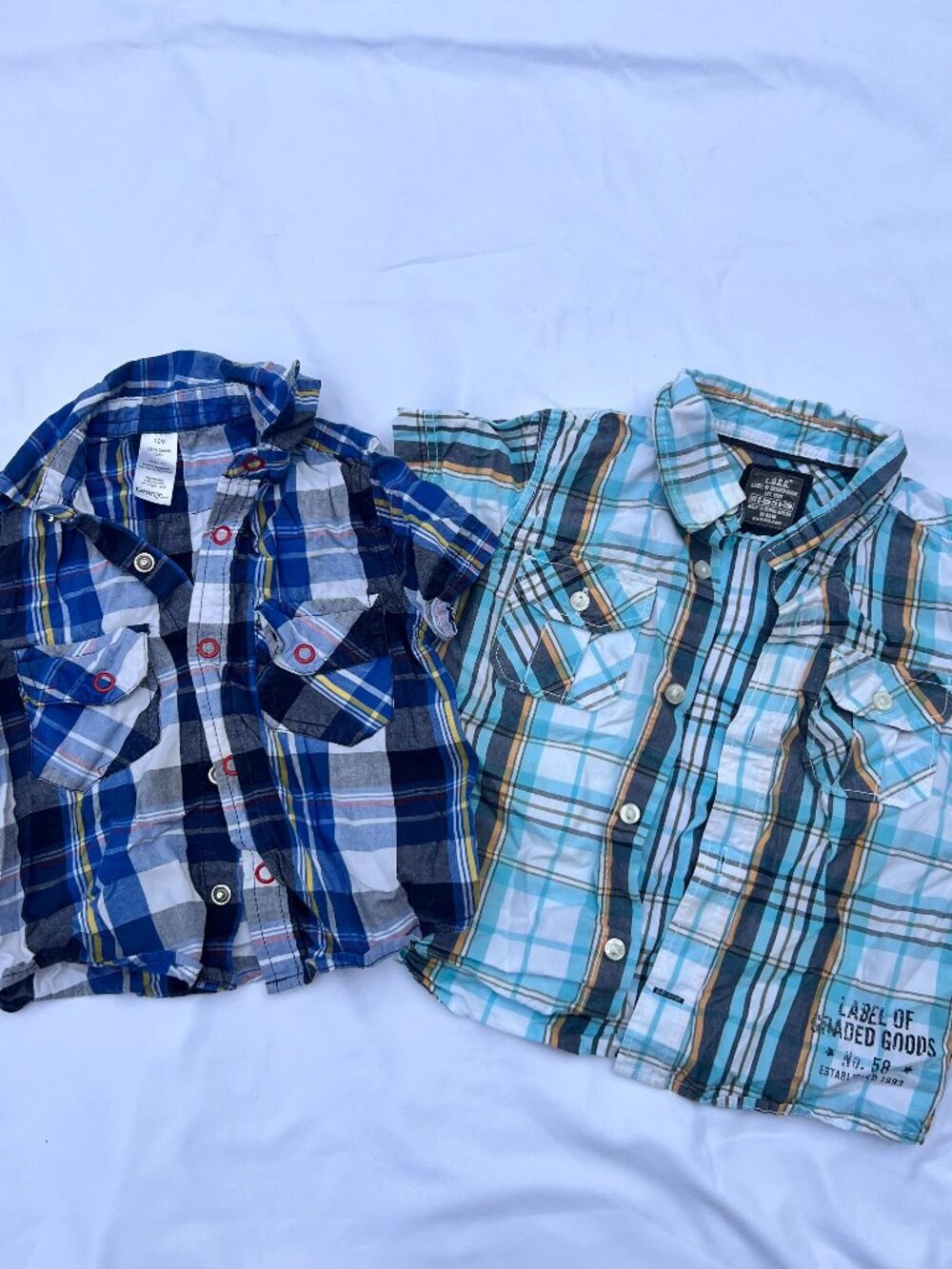 Boys 12M Plaid Button Up Shirt Lot of 2 —‎ George H&M LOGG — GUC